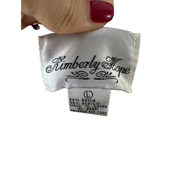 Vintage Kimberly Hope White & Pink Floral Knit Grandma Sweater Women's Large - Picture 11 of 11